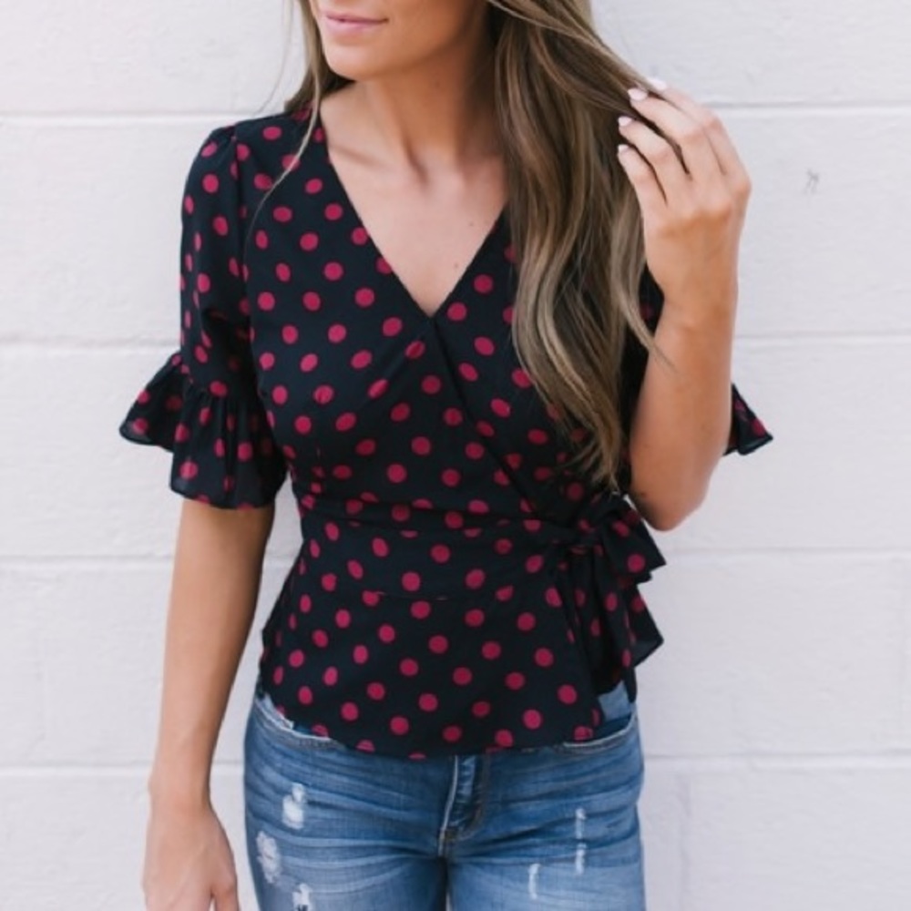 BB Dakota Sweetest Taboo Polka Dot Top